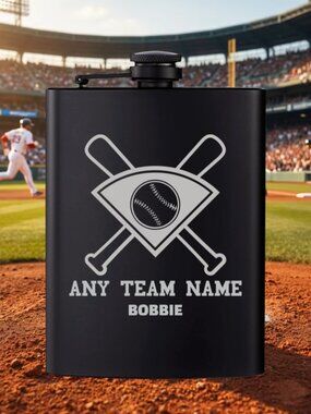 Personalized Baseball Bat Base Black Flask | Baseball | Flask | Sports | Gift